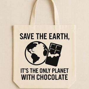 Save The Earth, It's The Only Planet With Chocolate Custom Canvas Tote Bag